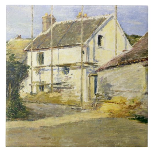 Haus mit Gerüst (Vintages Gebäude) Fliese (Vorderseite)