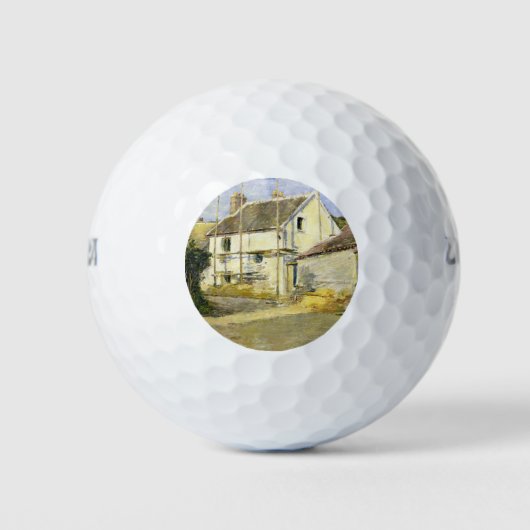 Haus mit Gerüst (Vintages Gebäude) Golfball (Vorderseite)