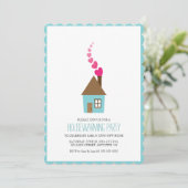 Haus mit Herz über Kamin Einladung (Stehend Vorderseite)