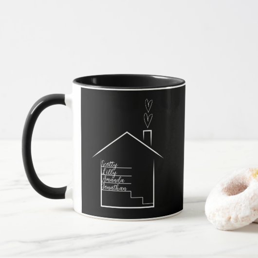 Haus mit Personalisierten Familiennamen Tasse (Mit Donut)