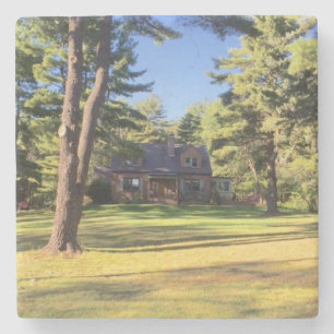 Haus mit Pinienbäumen Steinuntersetzer