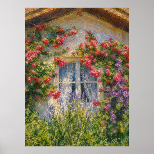 Haus mit Rosen Poster (Vorne)