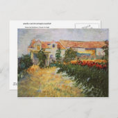 Haus mit Sonnenblumen, Van Gogh Fine Art Postkarte (Vorne/Hinten)
