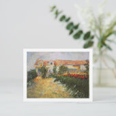 Haus mit Sonnenblumen, Vincent van Gogh Postkarte (Stehend Vorderseite)