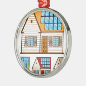 Haus mit Sonnenkollektoren Ornament Aus Metall (Links)