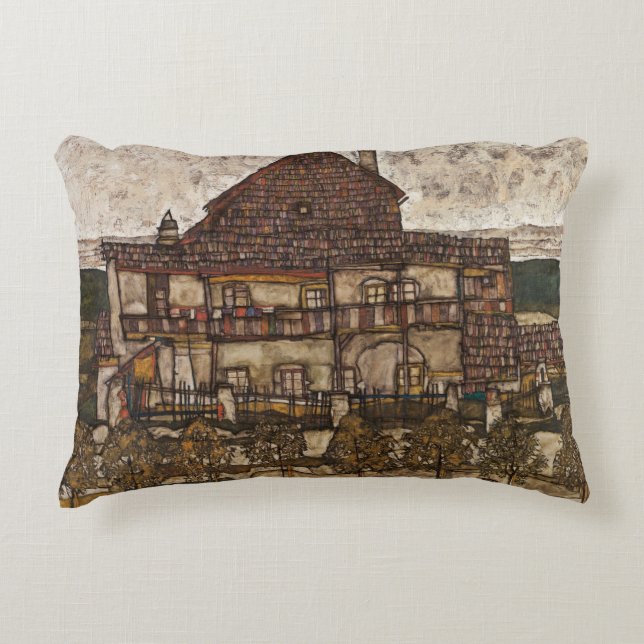 Haus mit Steindach von Egon Schiele Dekokissen (Vorderseite)