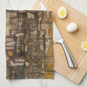 Haus mit Steindach von Egon Schiele Geschirrtuch (Viertel Falte)