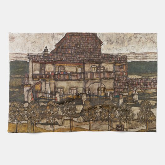 Haus mit Steindach von Egon Schiele Geschirrtuch (Horizontal)