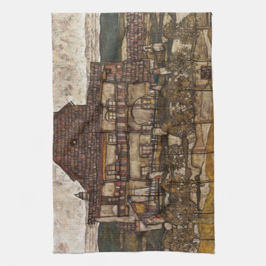 Haus mit Steindach von Egon Schiele Geschirrtuch (Vertikal)