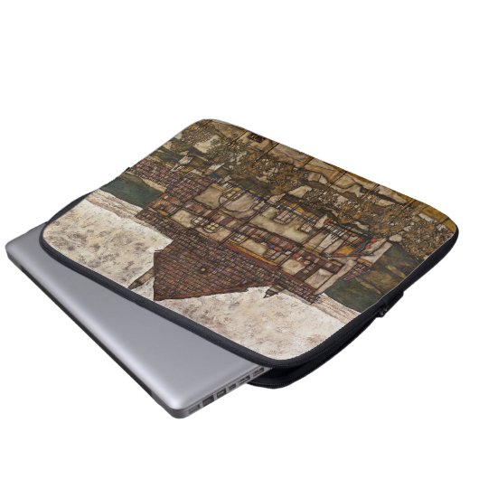Haus mit Steindach von Egon Schiele Laptopschutzhülle (Vorne Knopf)