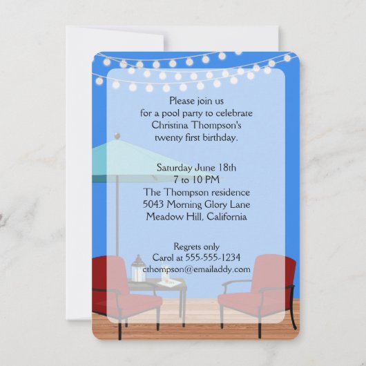 Haus-Party Einladung im Freien (Rückseite)