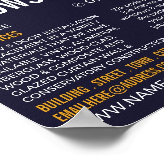 Haus Portrait, Fenster & Türen Fitter Company Poster (Ecke)