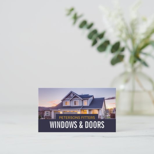 Haus Portrait, Fenster & Türen Fitter Company Visitenkarte (Stehend Vorderseite)