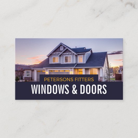 Haus Portrait, Fenster & Türen Fitter Company Visitenkarte (Vorderseite)