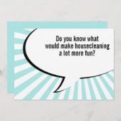 Haus putzender Mädchenwitz Einladung (Vorne/Hinten)