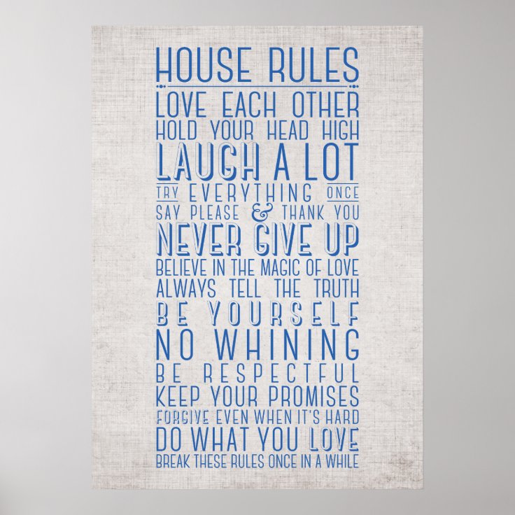 HausRegeln Poster Zazzle.de