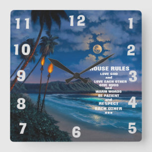 HAUS-REGELN UND SCHÖNE SZENEN-QUADRAT-WANDUHR QUADRATISCHE WANDUHR