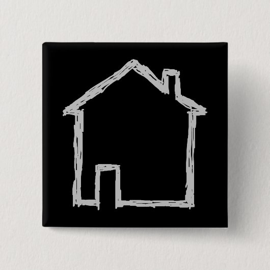 Haus-Skizze. Grau und Schwarzes Button (Vorderseite)