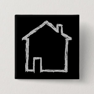 Haus-Skizze. Grau und Schwarzes Button