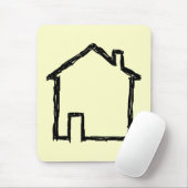 Haus-Skizze. Schwarzes und Creme Mousepad (Mit Mouse)