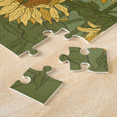 Haus Sonnenblumen Feld Vintage Illustration Puzzle (Seite)