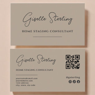 Haus-Staging Neutral-Taupe-Script-QR-Code Visitenkarte