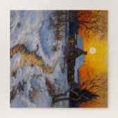 Haus Sunset Winter Landschaft Puzzle (Horizontal)