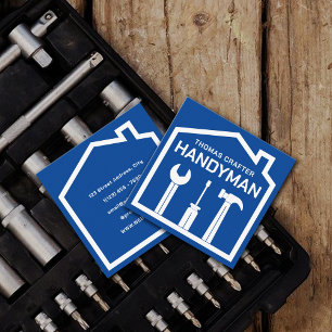 Haus und Werkzeuge handwerklich Stil Quadratische Visitenkarte