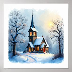Haus unter Schnee Poster