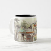 Haus von Conseequa, ein chinesischer Kaufmann, in Zweifarbige Tasse (Vorderseite Links)