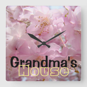 Haus-Wanduhren Großmutter-Blüten der Großmutter Quadratische Wanduhr