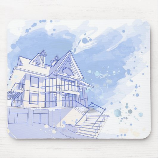 Haus: Watercolor zeichnen Mousepad (Vorne)