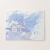 Haus: Watercolor zeichnen Puzzle (Horizontal)