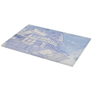 Haus: Watercolor zeichnen Schneidebrett
