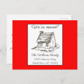 Haus Zeichnend auf der Postkarte mit roter Adresse (Vorne/Hinten)