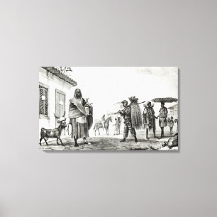 Haus zu vermieten, Pferd und Ziege zum Verkauf Leinwanddruck