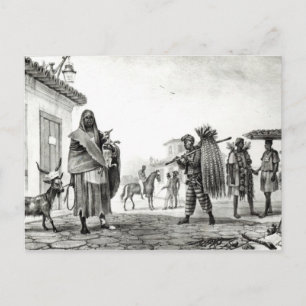 Haus zu vermieten, Pferd und Ziege zum Verkauf Postkarte