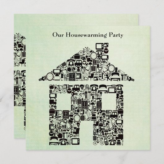 Haus-Zuhausehousewarming-bewegliche Party Einladung (Vorne/Hinten)