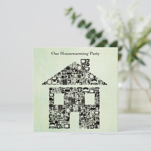 Haus-Zuhausehousewarming-bewegliche Party Einladung (Stehend Vorderseite)