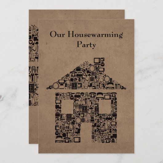 Haus-ZuhauseHousewarmingreno-Party Einladung (Vorne/Hinten)