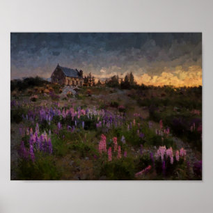 Haus zwischen Lavendel Poster