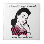 Hausarbeit Konzept Funny Retro Frau Fliese (Vorderseite)