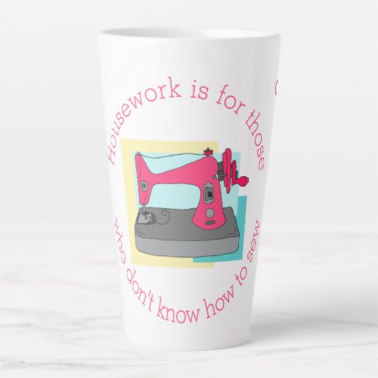 Hausarbeit Spaß Vintage Nähmaschine personalisiere Milchtasse (Vorderseite)