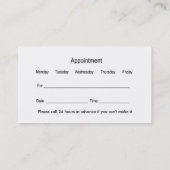 Hausarzt-Visitenkarten Terminkarte (Rückseite)