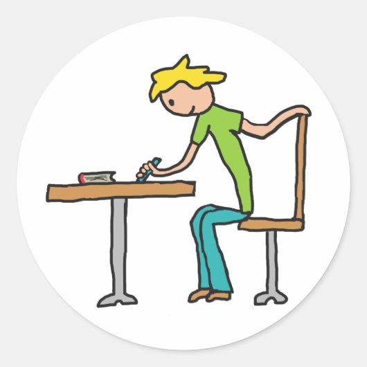 Hausaufgaben Runder Aufkleber (Vorderseite)