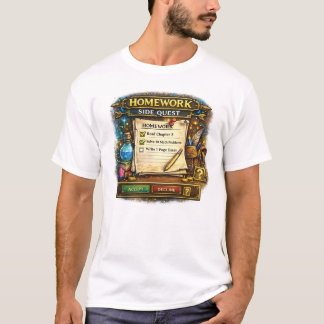 Hausaufgaben-Seitenquest-Gamer T-Shirt