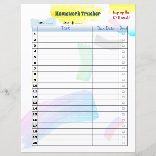 Hausaufgaben-Tracker für benutzerdefinierte Regenb (Vorderseite)