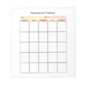 Hausaufgaben Tracker Notepad Notizblock (Vorderseite)