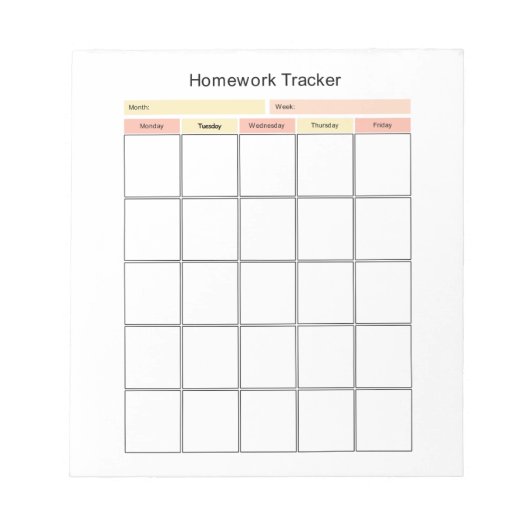 Hausaufgaben Tracker Notepad Notizblock (Vorderseite)
