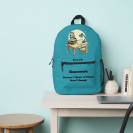 Hausaufgaben: Weil 7 Stunden Schulzeit nicht genug Bedruckter Rucksack